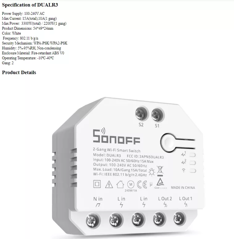 Sonoff Dual R3